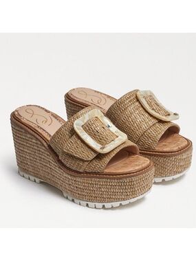 Sam Edelman Livi Natural Raffia Espadrille Wedge Platform Sandals - NWT